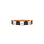 18K Rose Gold Asscher Black and White Diamond Eternity Ring