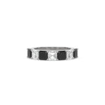 18K White Gold Asscher Black and White Diamond Eternity Ring
