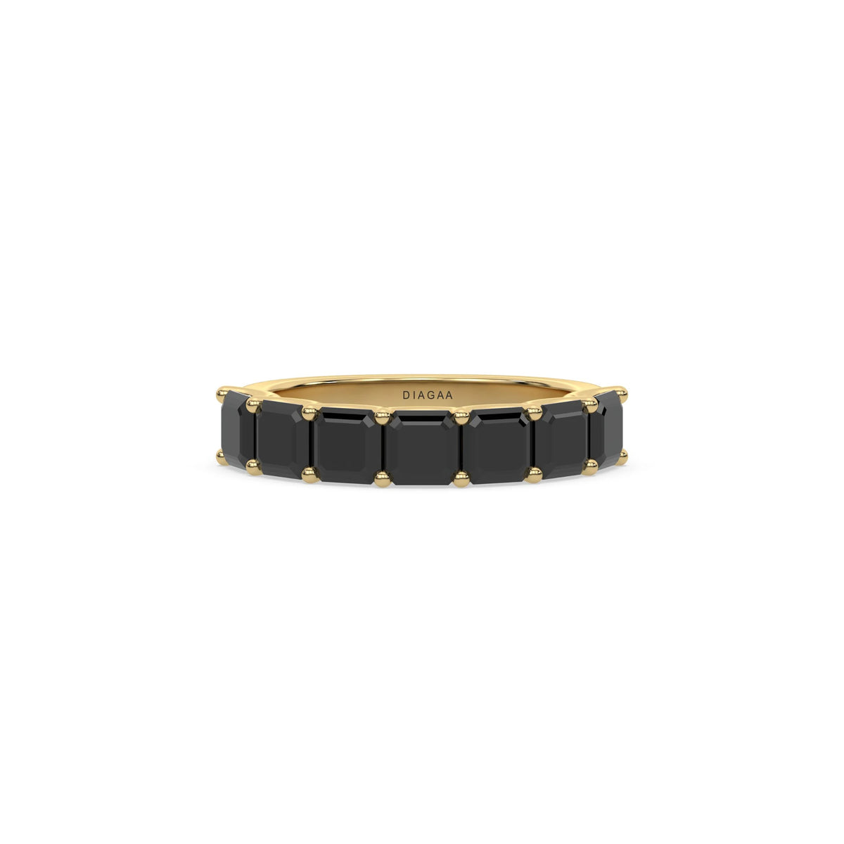 18K Yellow Gold Asscher Black Diamond Eternity Ring