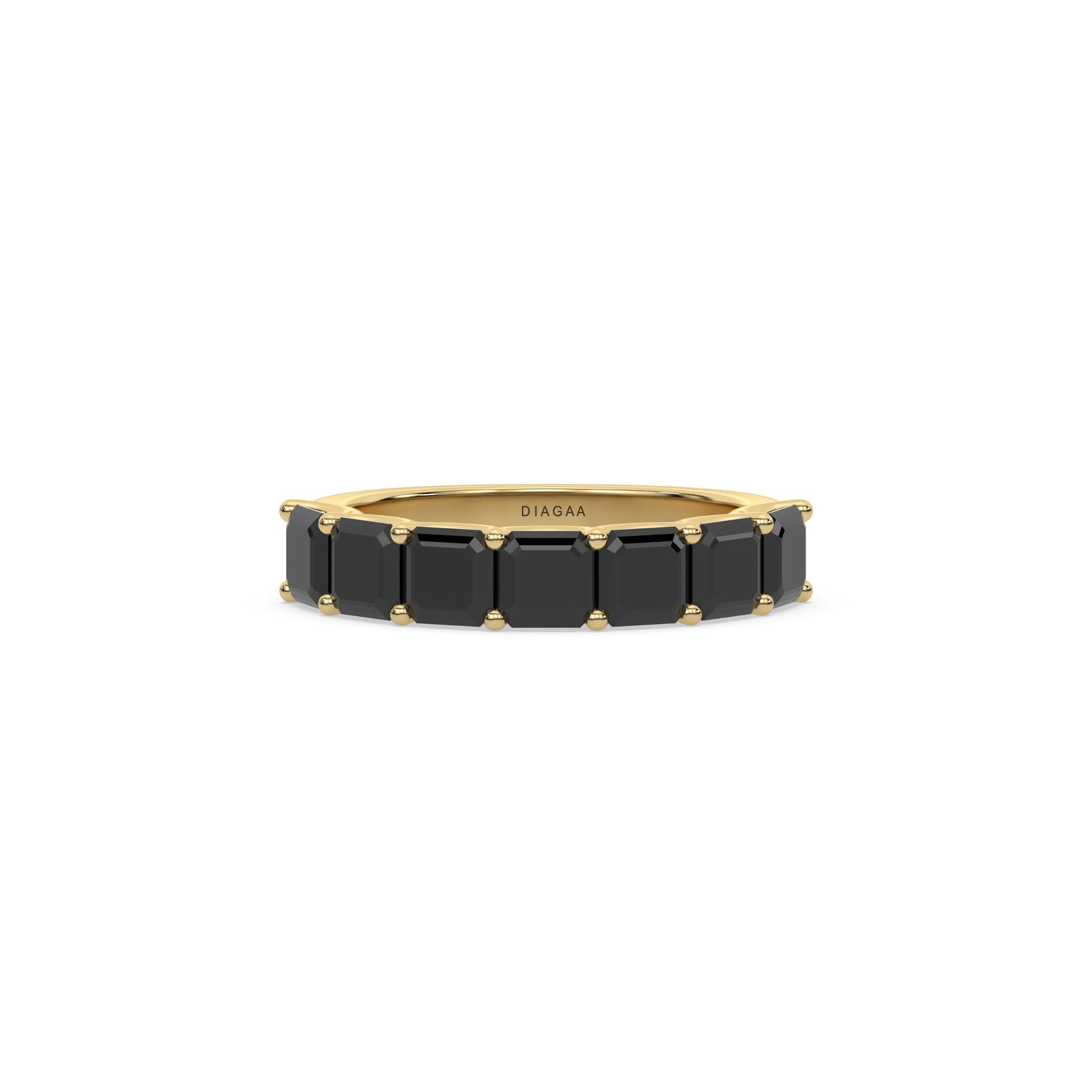 18K Yellow Gold Asscher Black Diamond Eternity Ring
