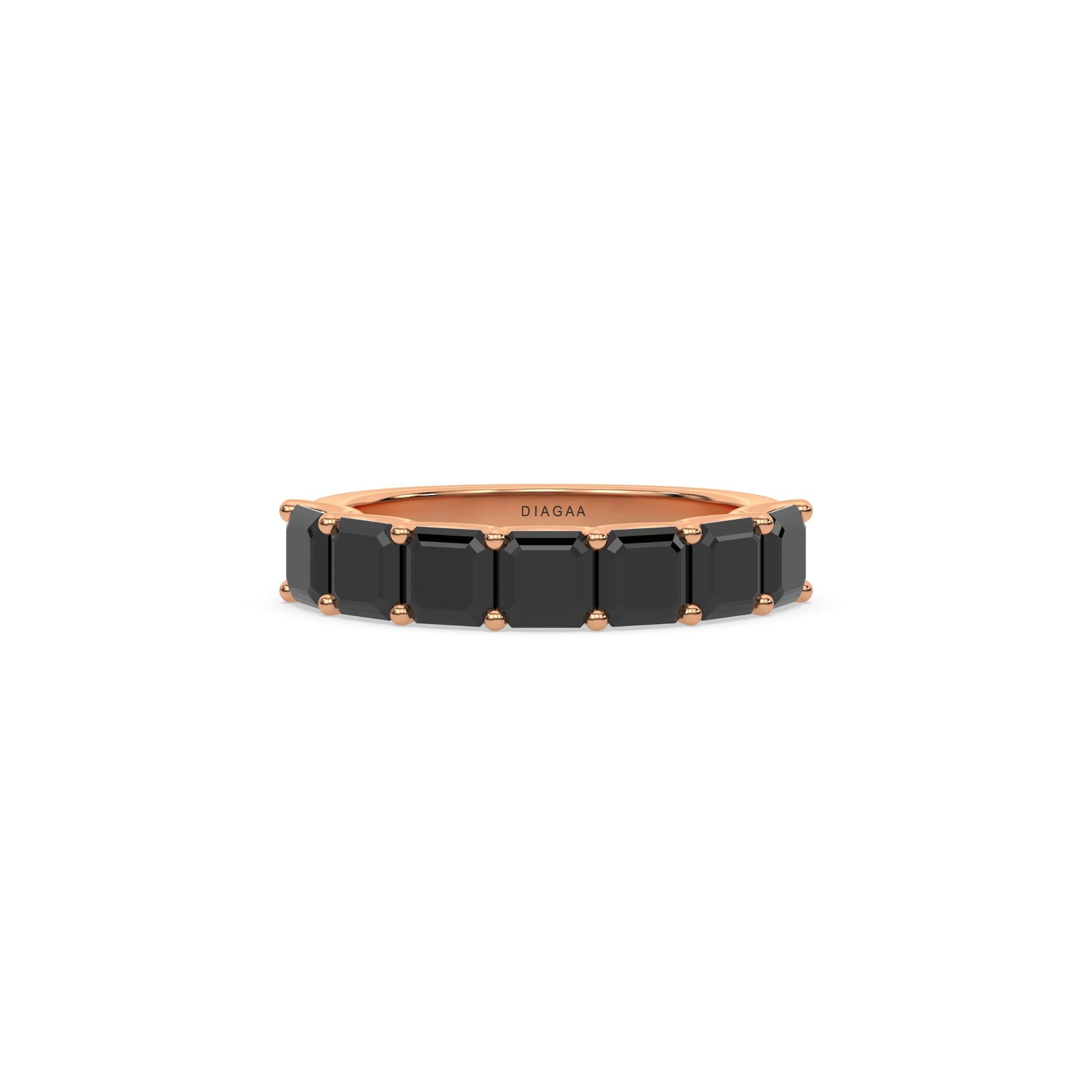 18K Rose Gold Asscher Black Diamond Eternity Ring