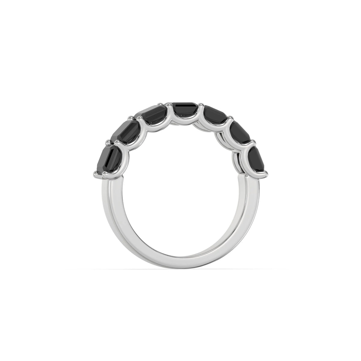 10K White Gold Asscher Black Diamond Eternity Ring