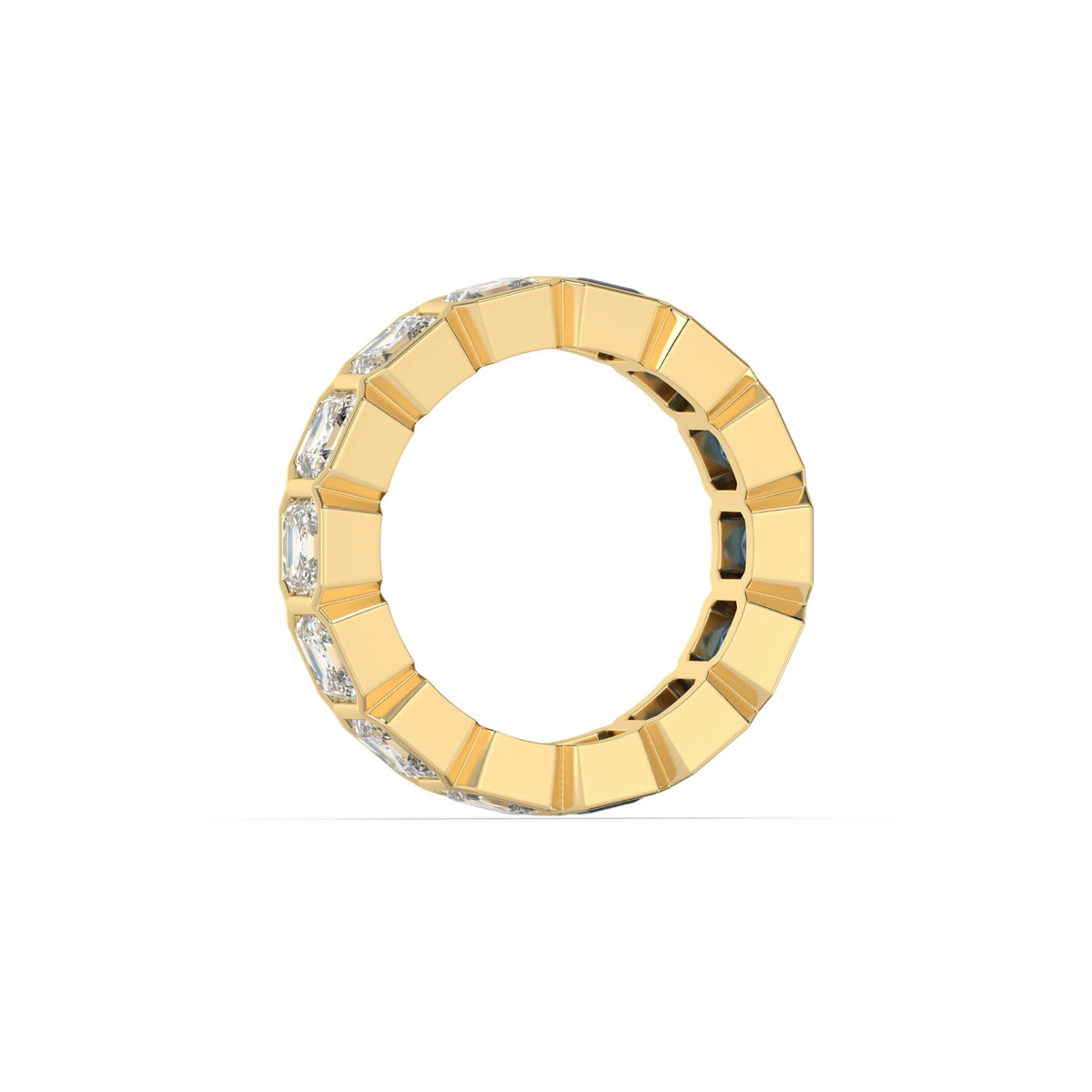 10K Yellow Gold Asscher Sapphire Gemstone and Diamond Eternity Ring