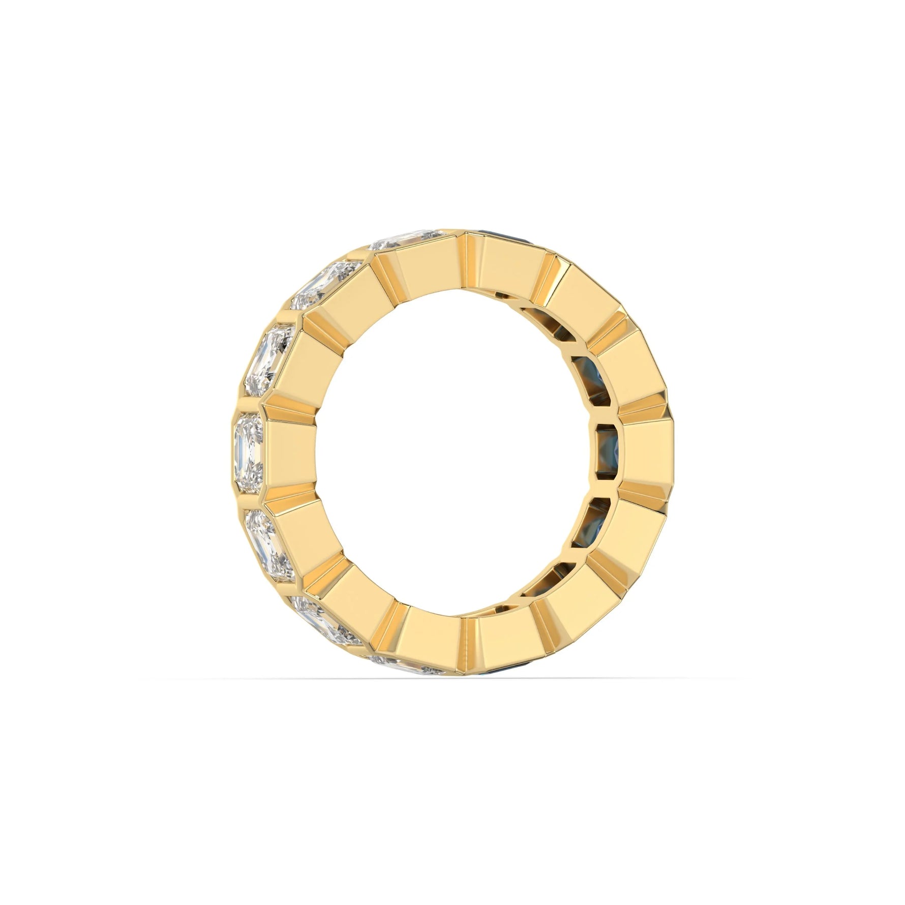 10K Yellow Gold Asscher Sapphire Gemstone and Diamond Eternity Ring