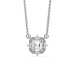 18K White Gold Asscher and Round Diamond Spark Necklace