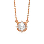 18K Rose Gold Asscher and Round Diamond Spark Necklace
