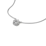 14K White Gold Asscher and Round Diamond Spark Necklace