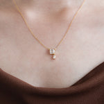 Asscher Diamond Gold Necklace 
