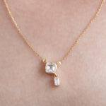 Asscher and Baguette Drop Necklace 