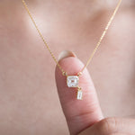 Asscher Diamond Drop Necklace 