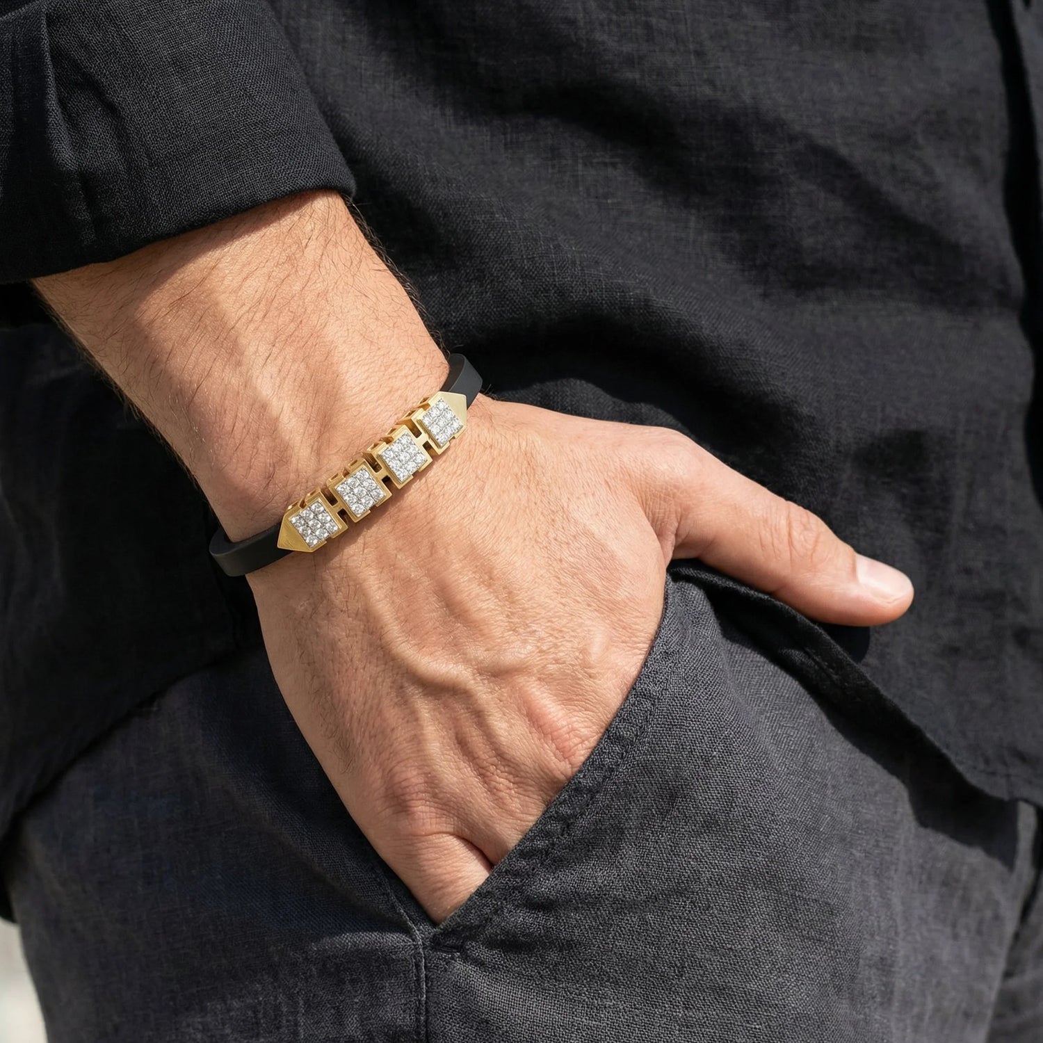 1.45 CT Lab Diamond Axel Rubber Bracelet