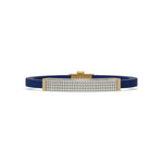 This yellow gold Edge diamond rubber bracelet features 3.50 CT of round cut diamonds set in a prong setting in top view