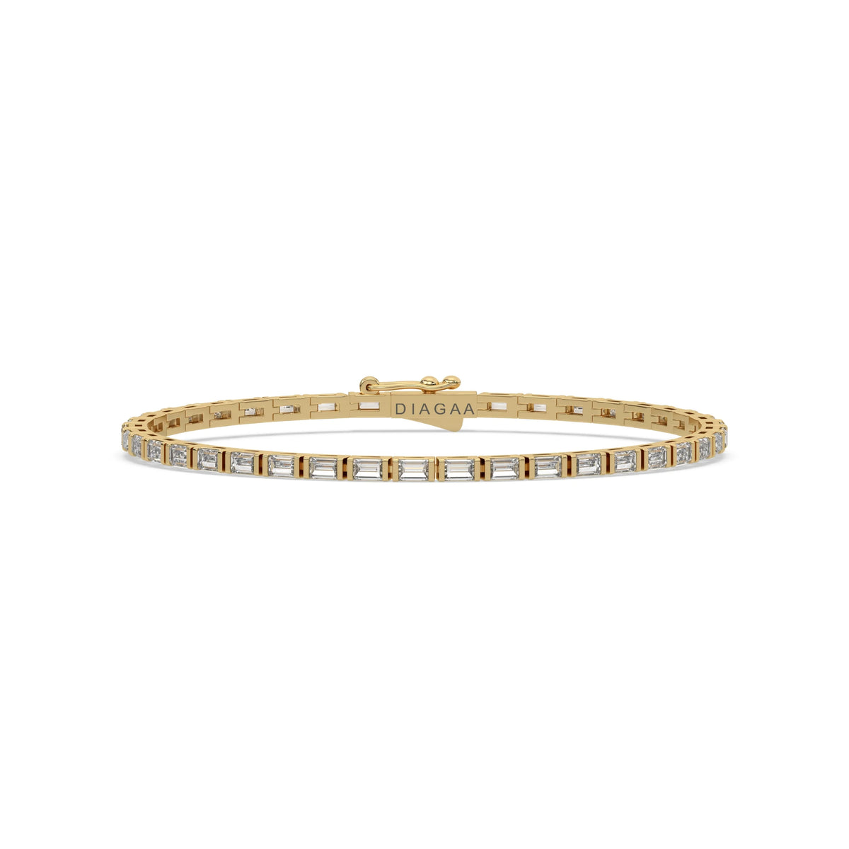 18K Yellow Gold Baguette Cut Diamond Tennis Bracelet