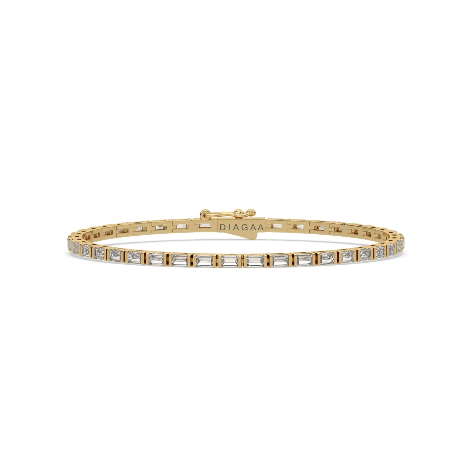 18K Yellow Gold Baguette Cut Diamond Tennis Bracelet