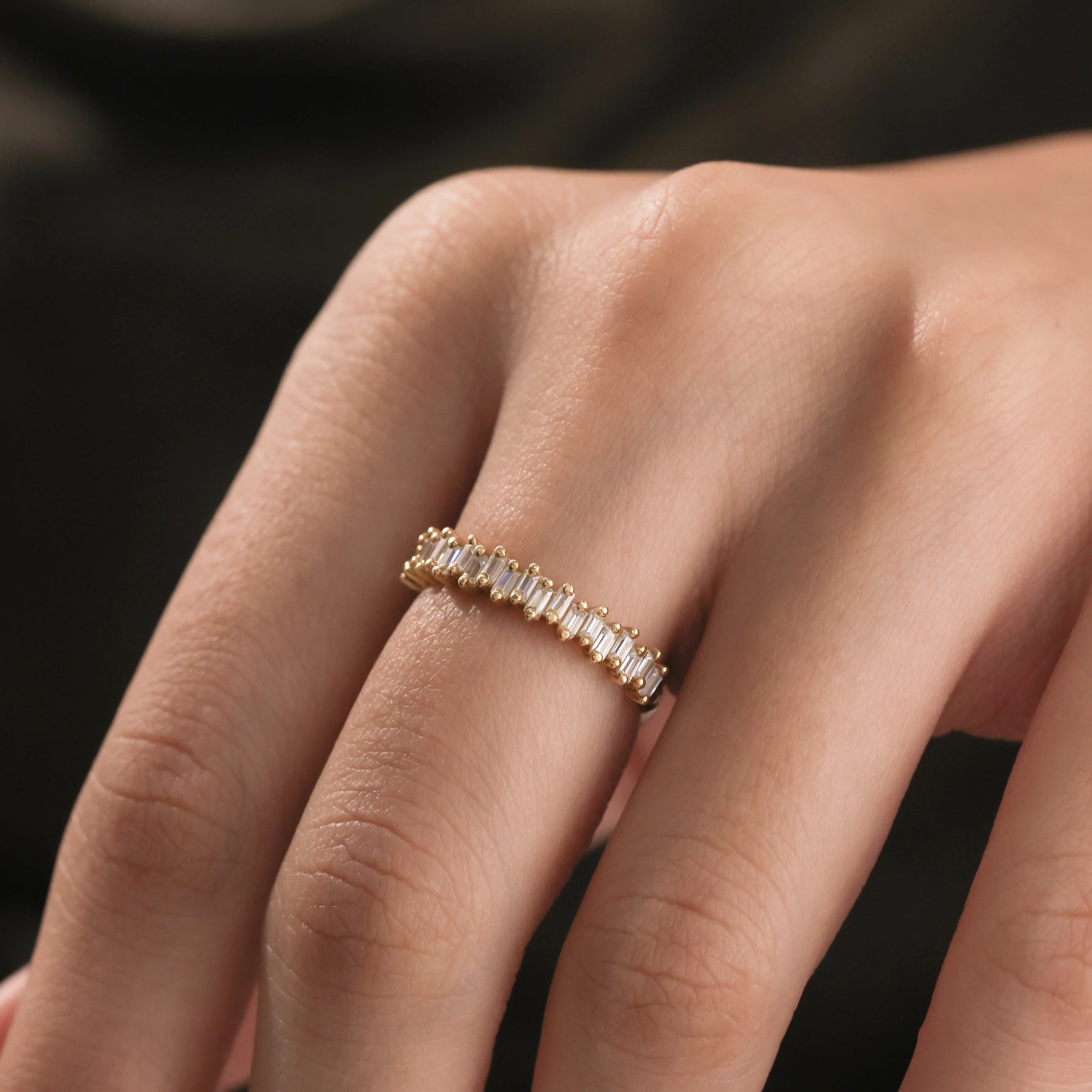 gold baguette diamond ring 
