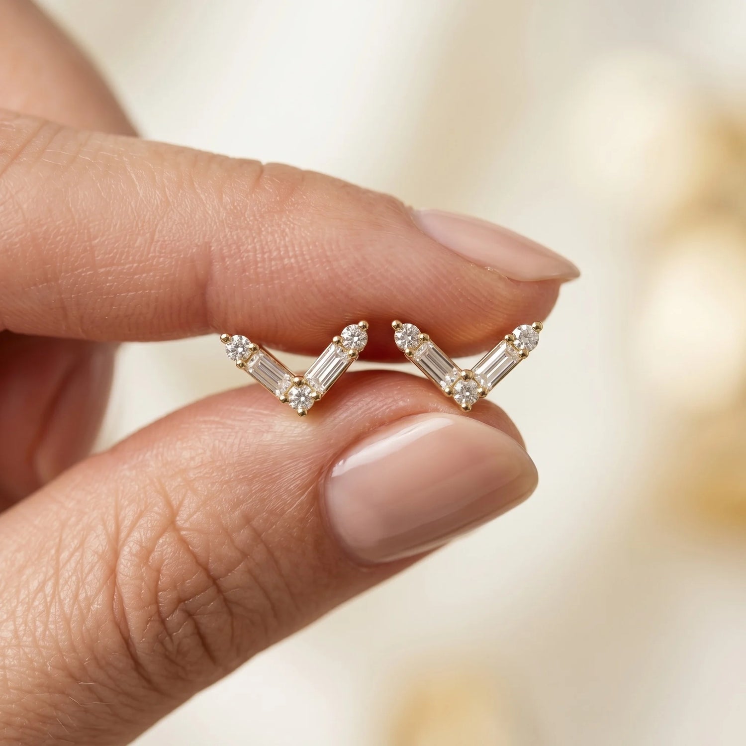 0.16 CT Natural Diamond Chevron Earrings