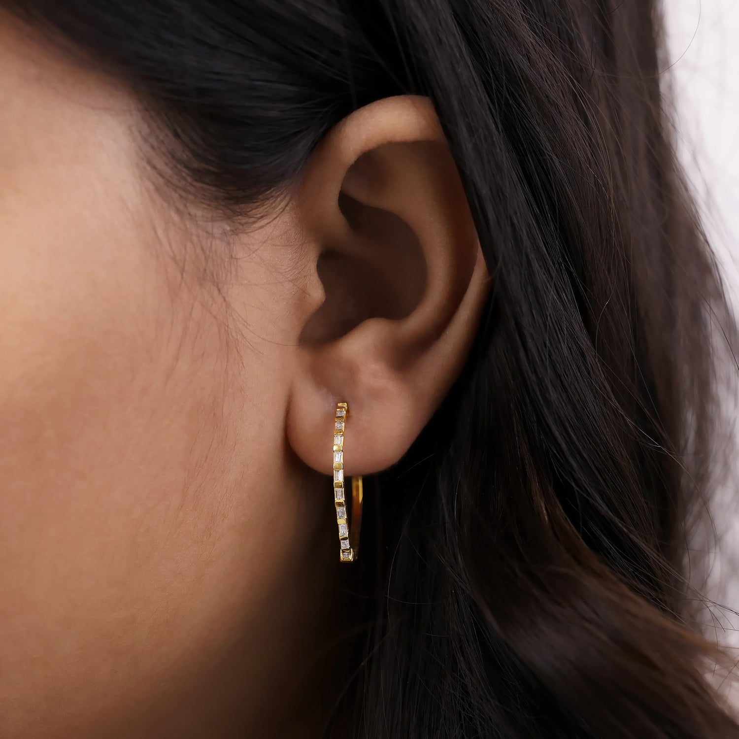 0.33 CT Lab Grown Baguette Diamond Hoop Earrings