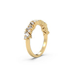 10K Yellow Gold Round and Baguette Diamond Ring