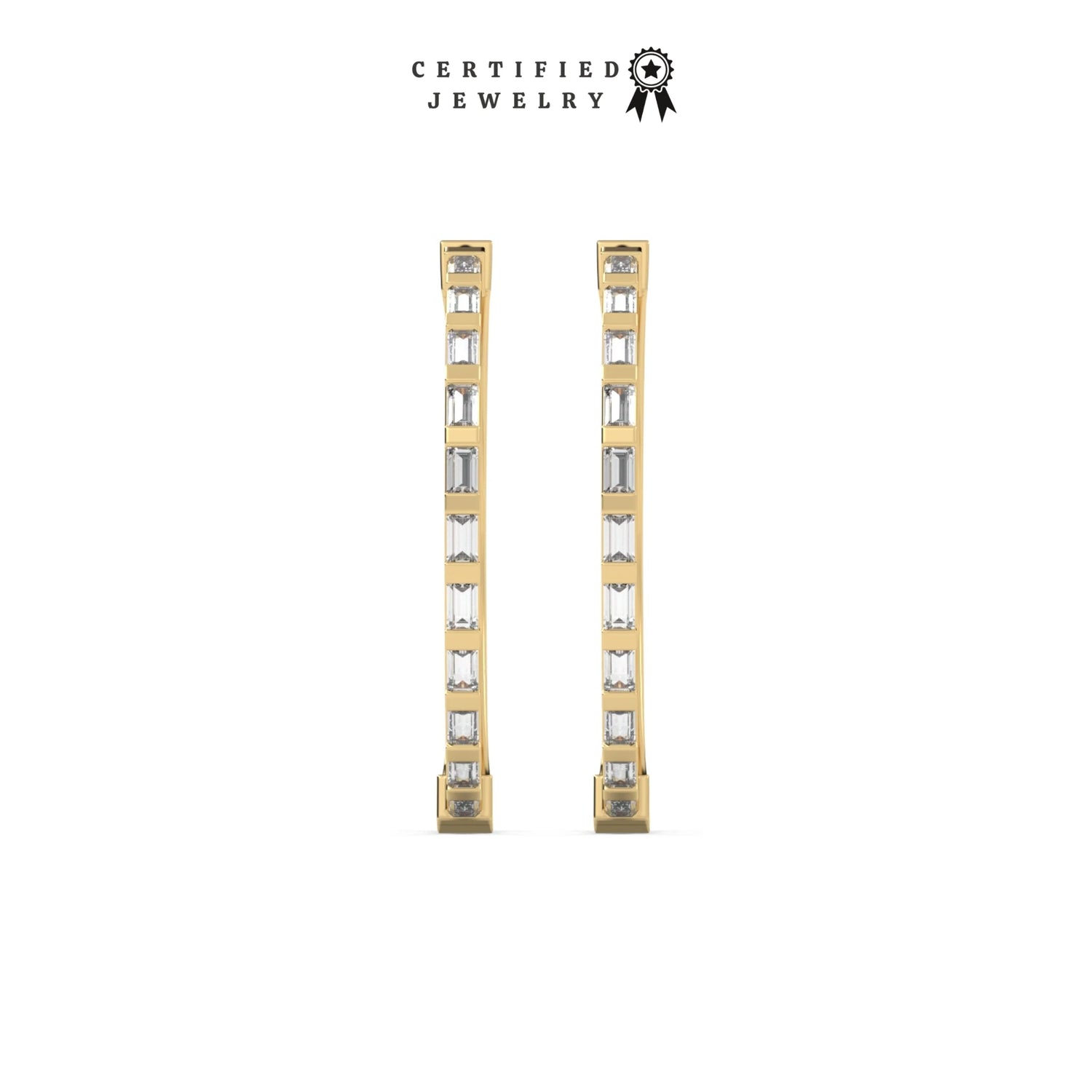 0.33 CT Lab Diamond Baguette Hoop Earrings