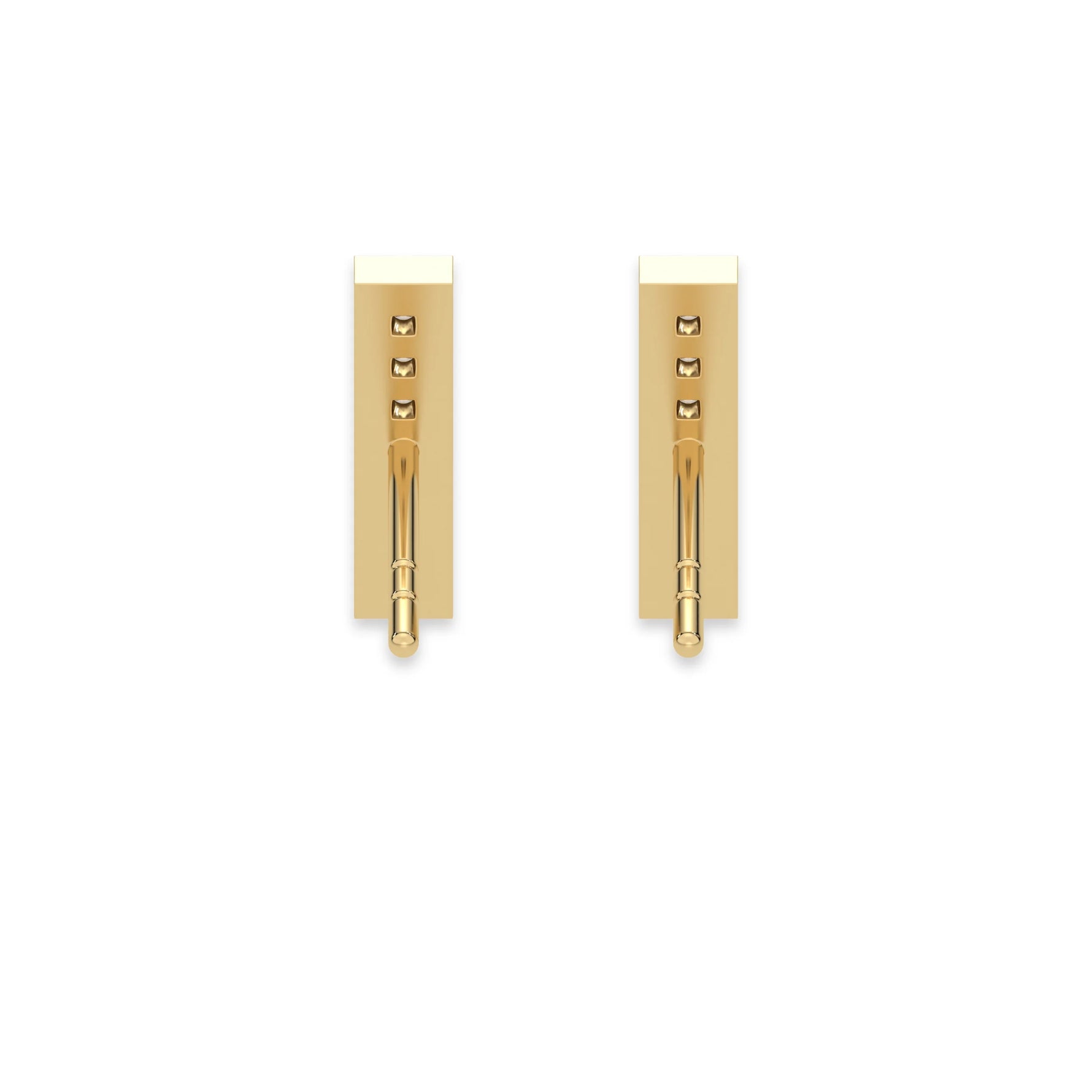 This yellow gold Bar Diamond Studs made with round brilliant-cut diamond and set in pave setting, while each bar is made with an array of seven round diamonds in back view