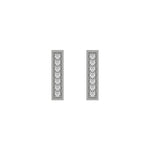 18k White gold lab grown round cut diamond bar stud earrings in pave setting.