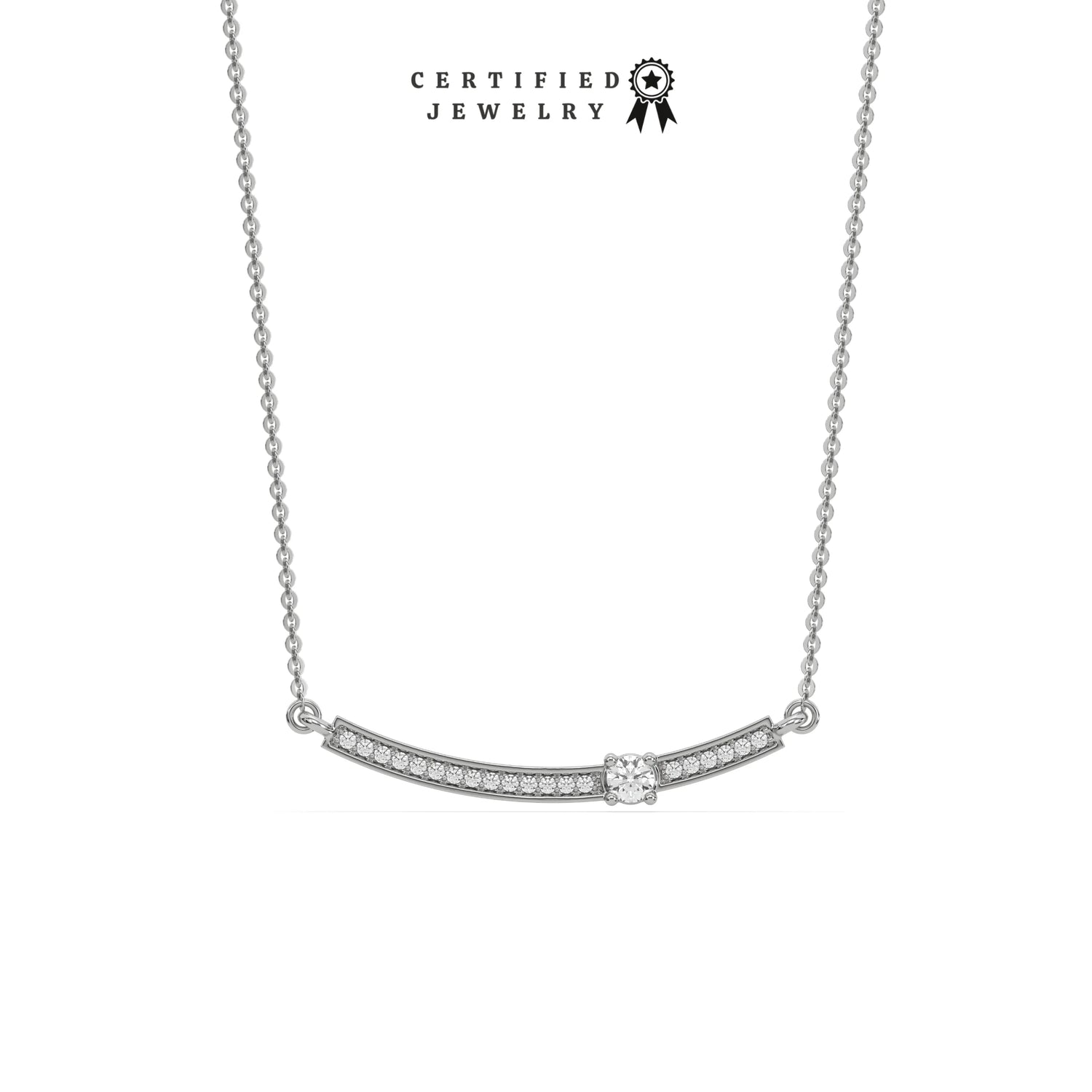 Bar Natural Diamond Necklace with Solitaire