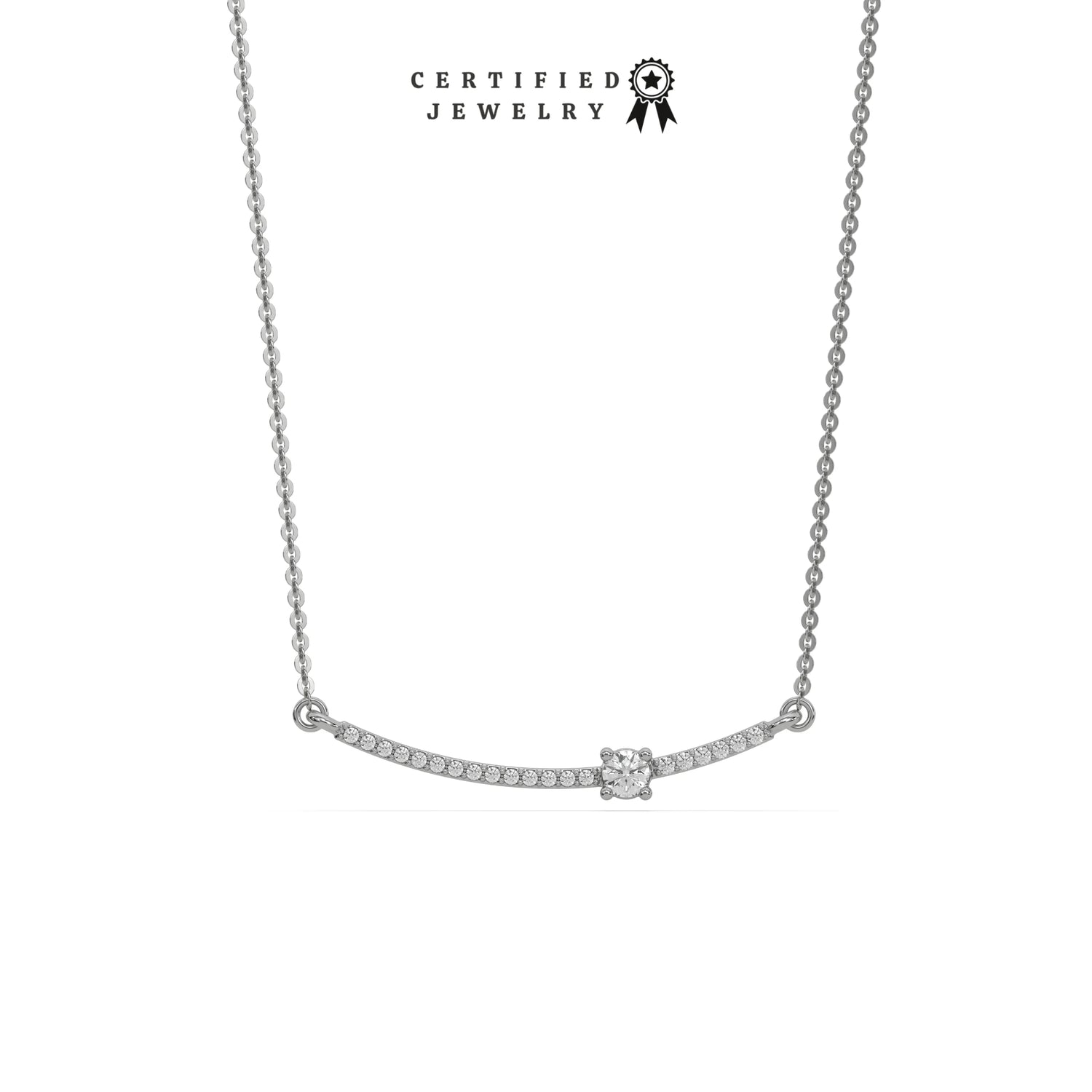 Bar Natural Diamond Necklace with Solitaire