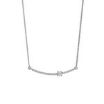 18K White Gold Marquise and Round Cut Diamond Curved Bar Necklace
