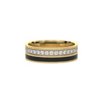 This yellow gold Diamond Enamel Eternity Band made with a rows of round brilliant cut diamonds set in a shared prong setting in top view