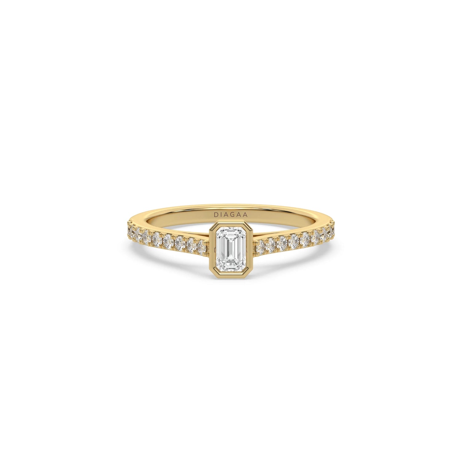 1 CT Natural Diamond Emerald Cut Bezel Engagement Ring