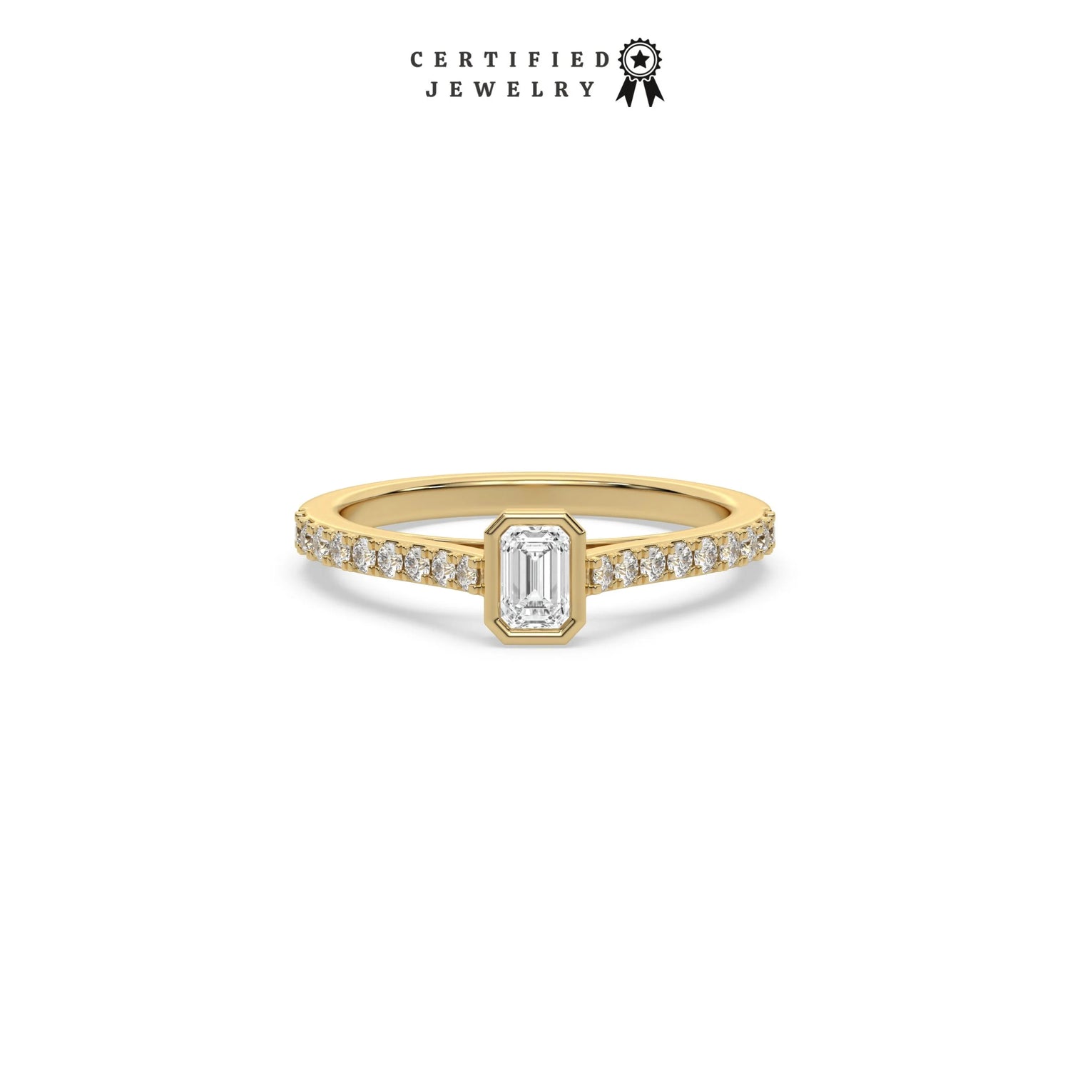 3 CT Lab Diamond Emerald Cut Bezel Ring