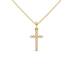 18K Yellow Gold Cross Round Diamond Pendent 