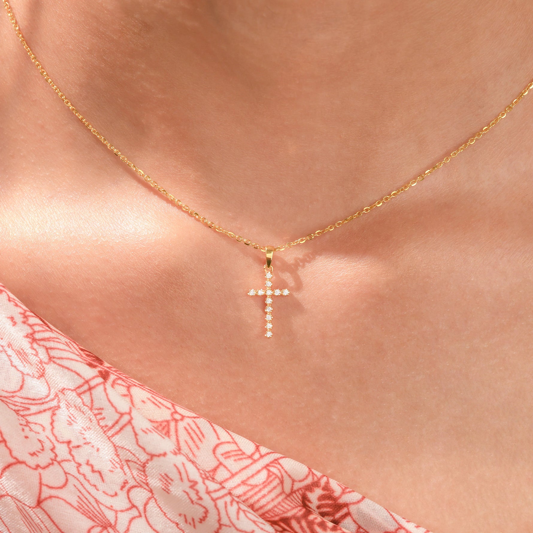 Bezel Cross Necklace 