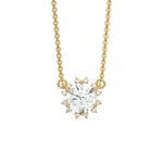 18K Yellow Gold Round and Emerald Diamond Necklace