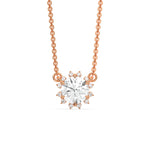 18K Rose Gold Round and Emerald Diamond Necklace