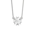 18K White Gold Round and Emerald Diamond Necklace