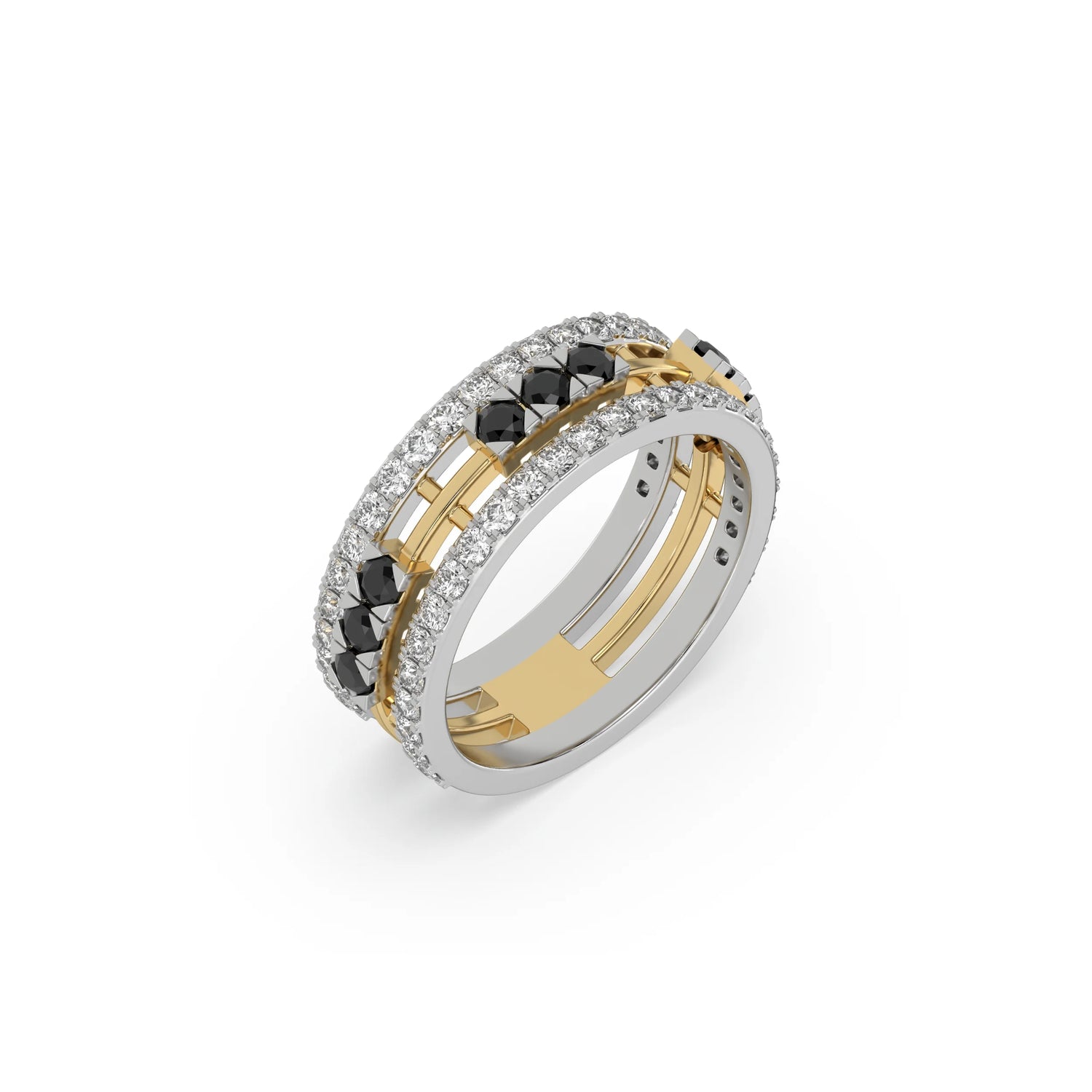 1.55 CT Black Lab Diamond Two Tone Eternity Ring