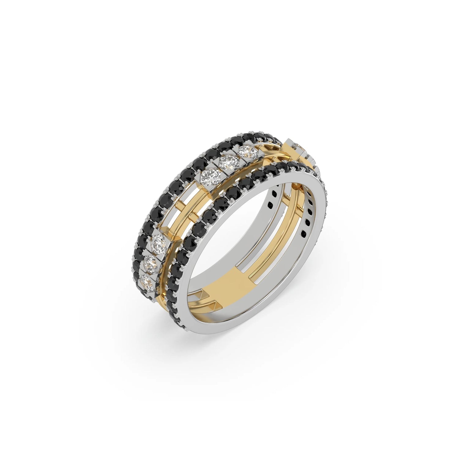 1.55 CT Black Lab Diamond Two Tone Eternity Ring