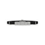 This white gold Cubic diamond rubber bracelet features 5 cubic motifs adorned with 20 round-cut diamonds, all meticulously set in a prong setting in top view