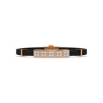 This rose gold Cubic diamond rubber bracelet features 5 cubic motifs adorned with 20 round-cut diamonds, all meticulously set in a prong setting in top view