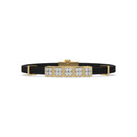 This yellow gold Cubic diamond rubber bracelet features 5 cubic motifs adorned with 20 round-cut diamonds, all meticulously set in a prong setting in top view