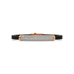 This rose gold Curved diamond rubber bracelet features 3.90 CT of round cut diamonds set in a prong setting in top view