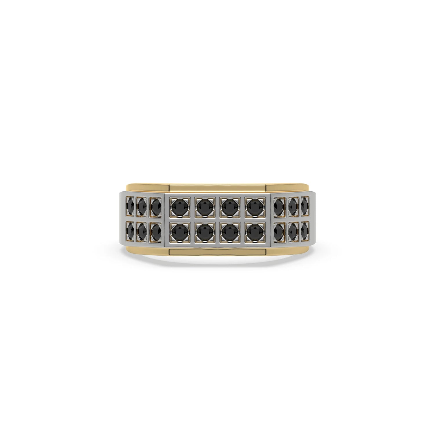 0.60 CT Black Natural Diamond Two-Tone Ring