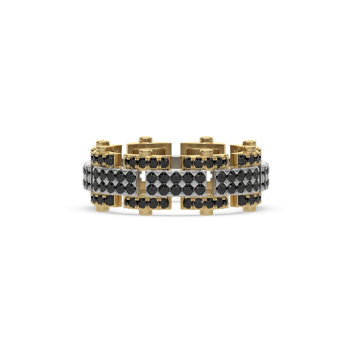 1.25 CT Black Natural Diamond Dual Tone Eternity Ring