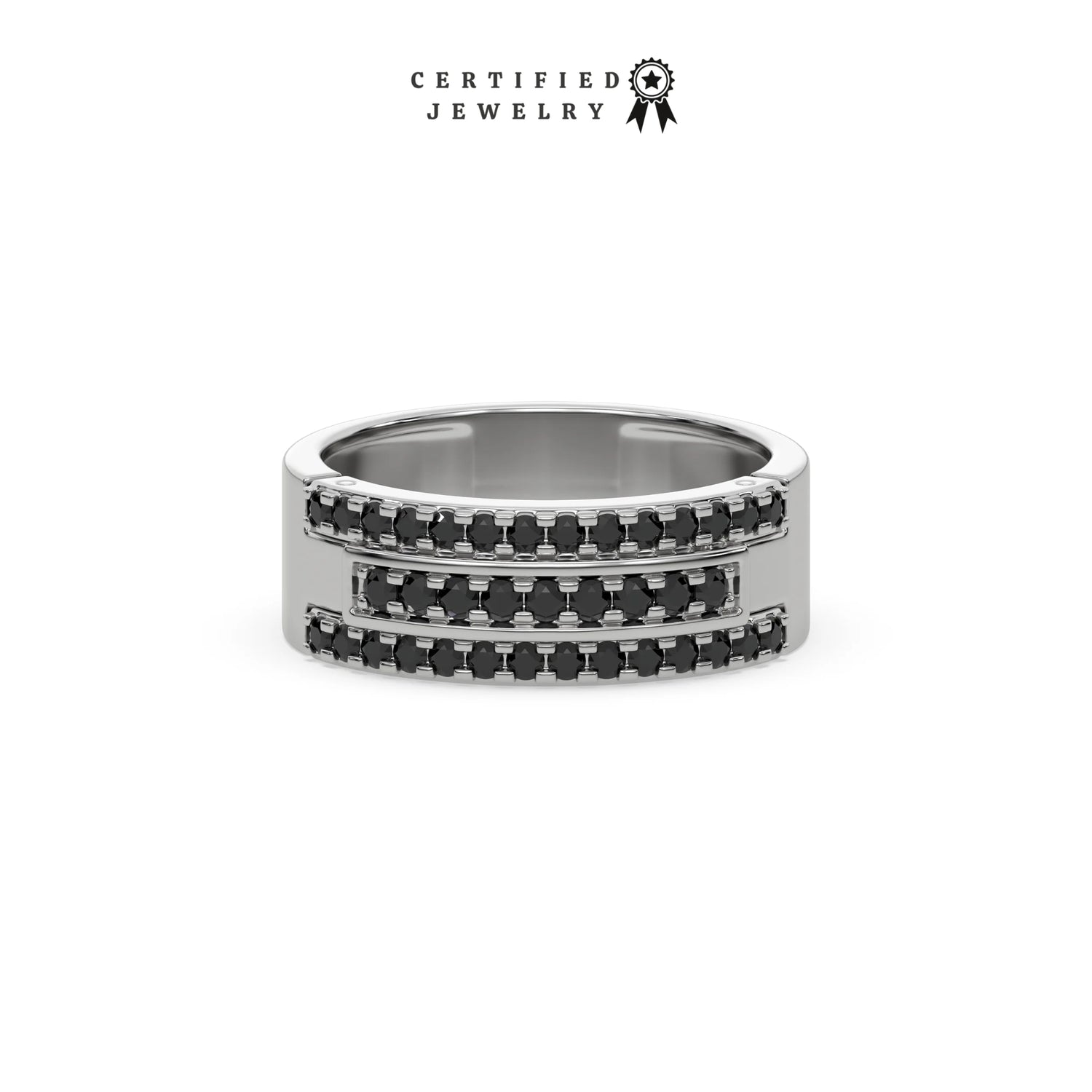 0.63 CT Men's Black Natural Diamond Wedding Band