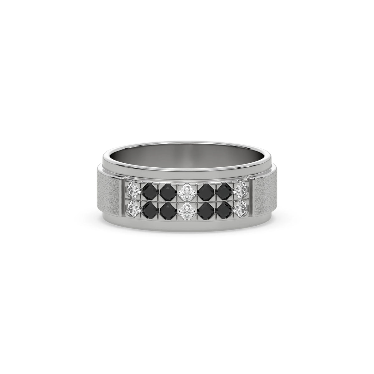 0.63 CT Black and White Checkerboard Natural Diamond Ring