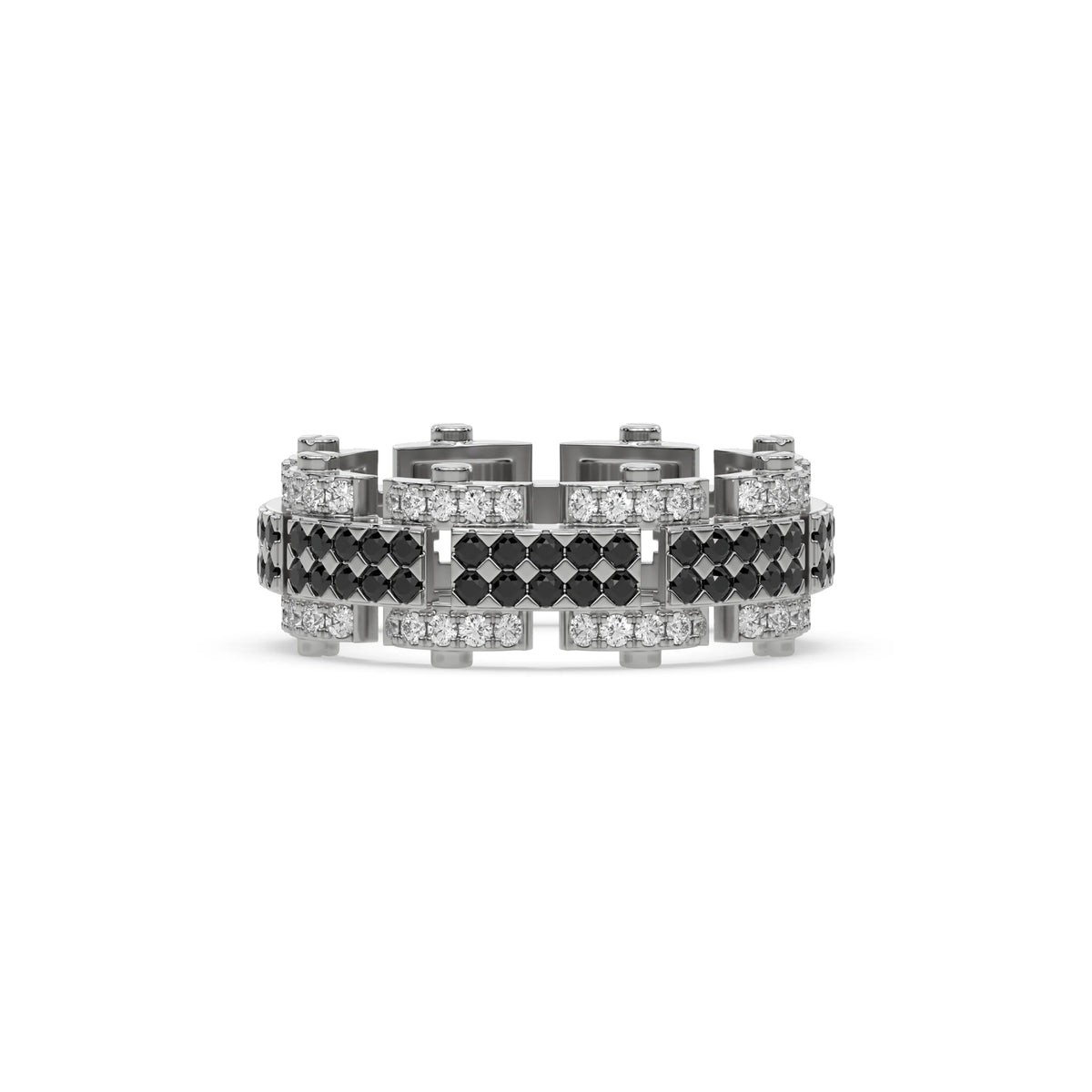 1.25 CT Black and White Natural Diamond Gridlock Ring