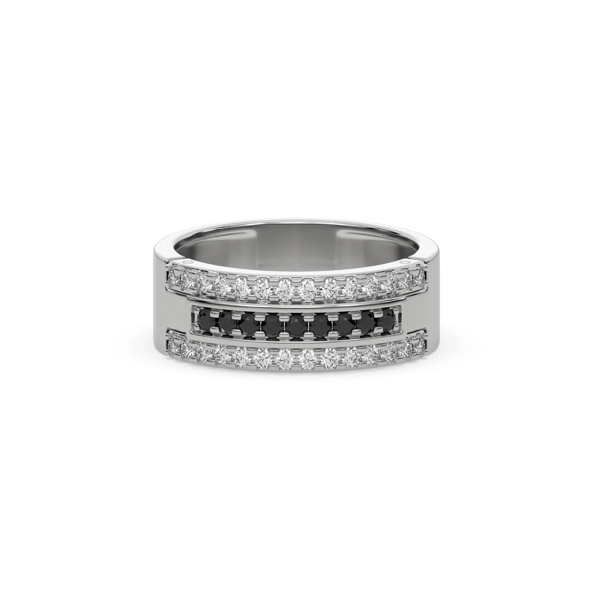 0.63 CT Black and White Natural Diamond Band Ring