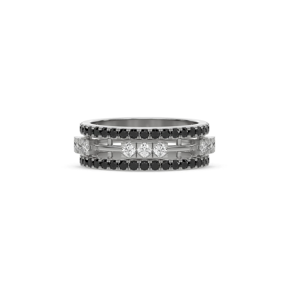 1.55 CT Black Natural Diamond Two Tone Eternity Ring