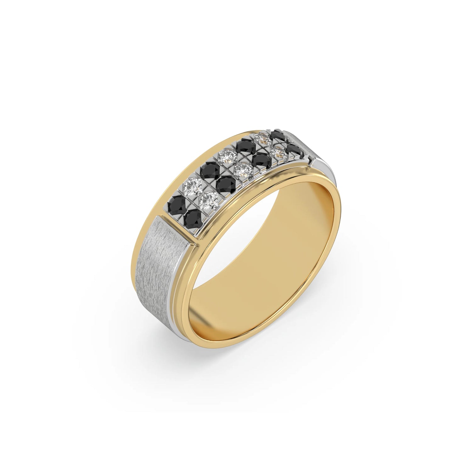 0.63 CT Black and White Lab Diamond Checkerboard Ring